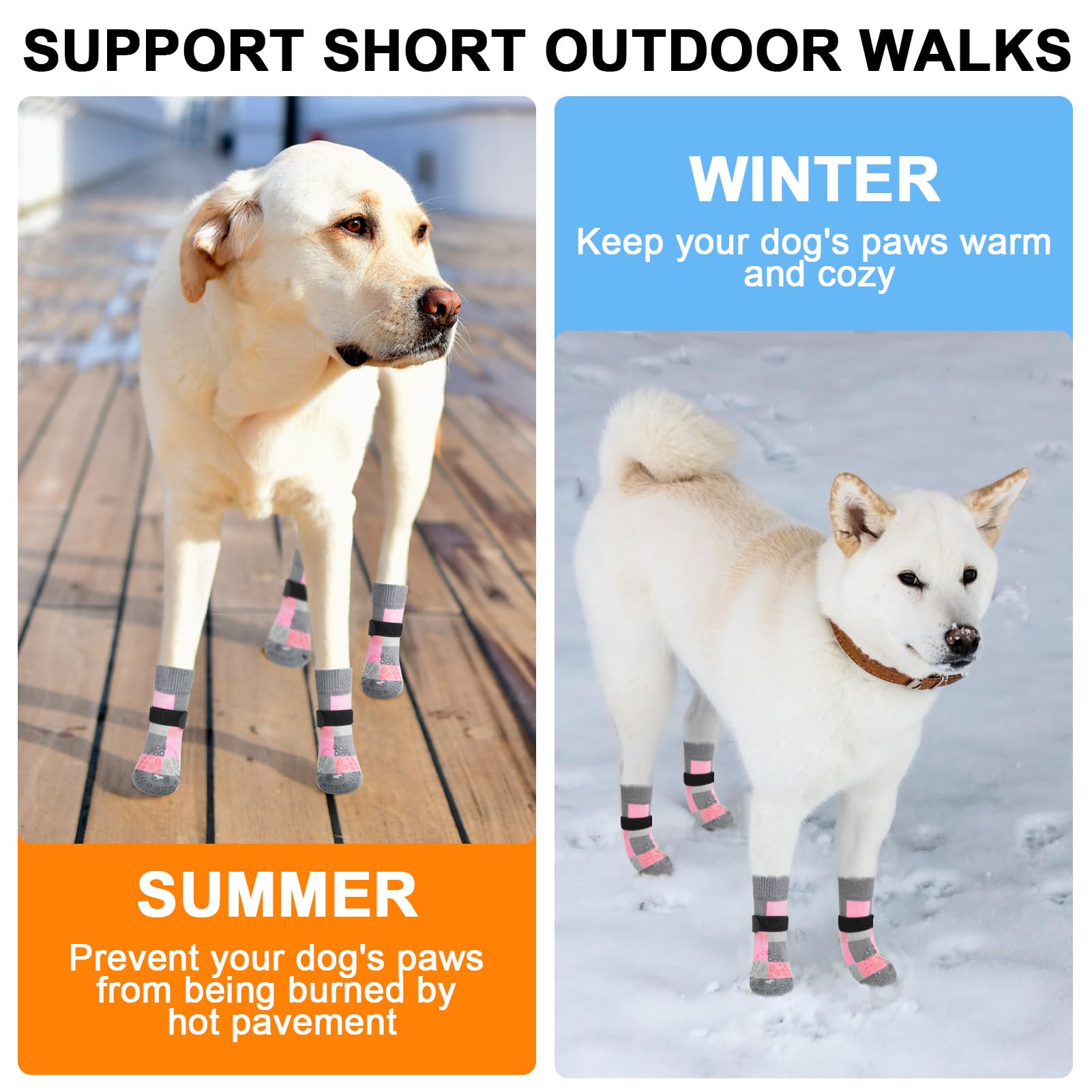 Beautyzoo Non Slip Dog Socks To Prevent Licking Paws, Dog Shoes Booties For Hardwood Floors Anti Slip-Thick Grip Works Even When